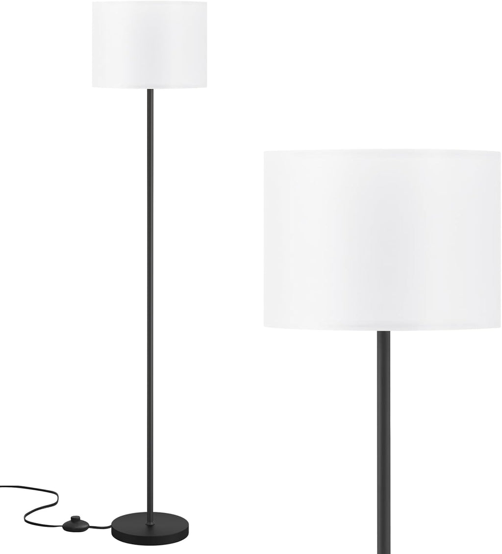 Modern Floor Lamp Simple Design with White Shade, Foot Pedal Switch, 60"