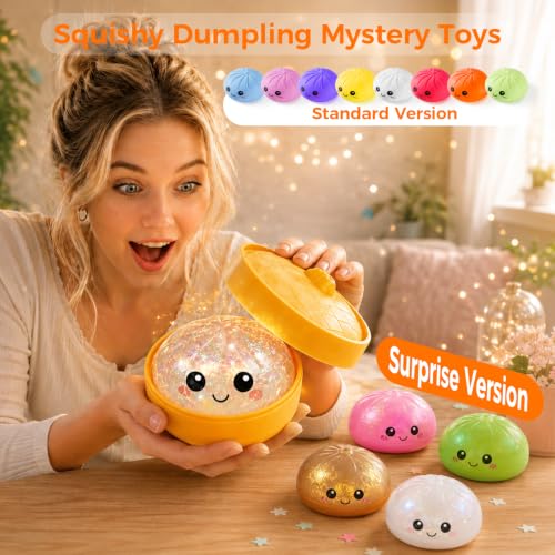 4PCS Dumpling Squeeze Toys, Squishy Mystery Box, Relief for Desk Decor