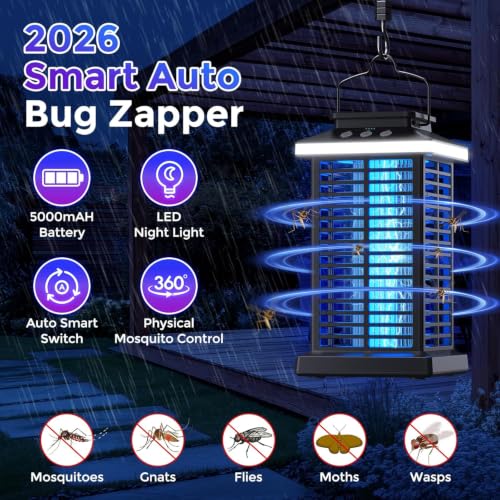 Bug Zapper Outdoor, Mosquito Zapper 3 in 1 Rechargeable Bug Zapper Outdoor