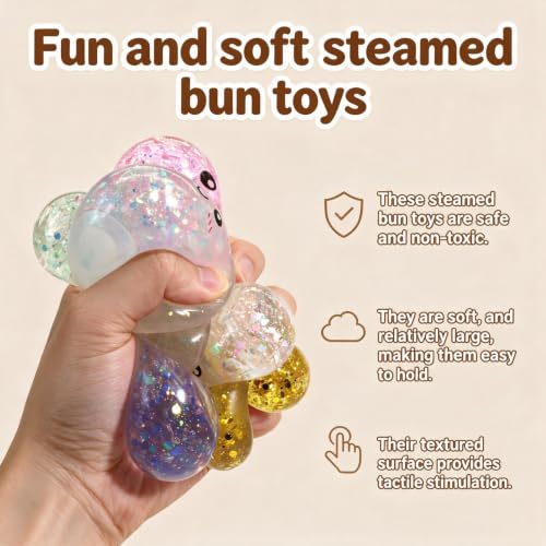 4PCS Dumpling Squeeze Toys, Squishy Mystery Box, Relief for Desk Decor,Cute