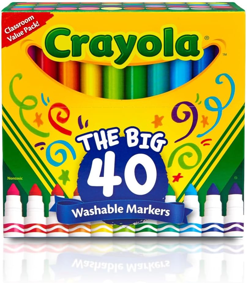 Crayola Ultra Clean Washable Markers (40ct), Broad Line Colored Markers for
