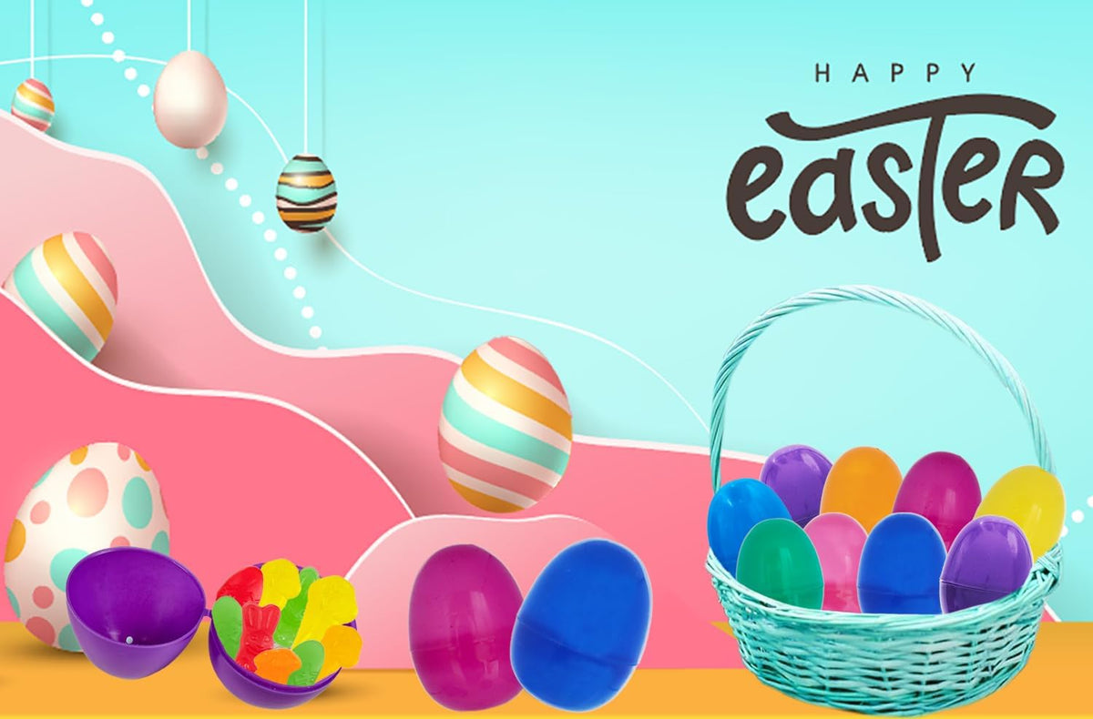 The Dreidel Company Fillable Easter Eggs 50-Pack with Hinge Bulk Colorful