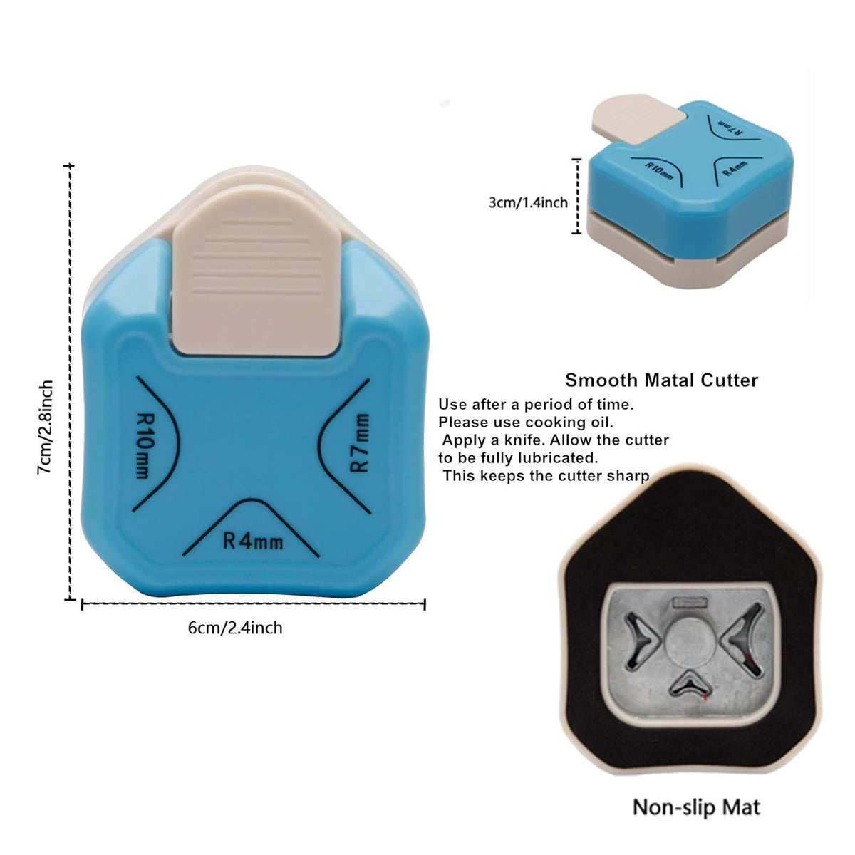 QIQQIKIN Paper Corner Rounder 3 in 1 •?öR4mm+R7mm+R10mm•?ä•?Î Punches for