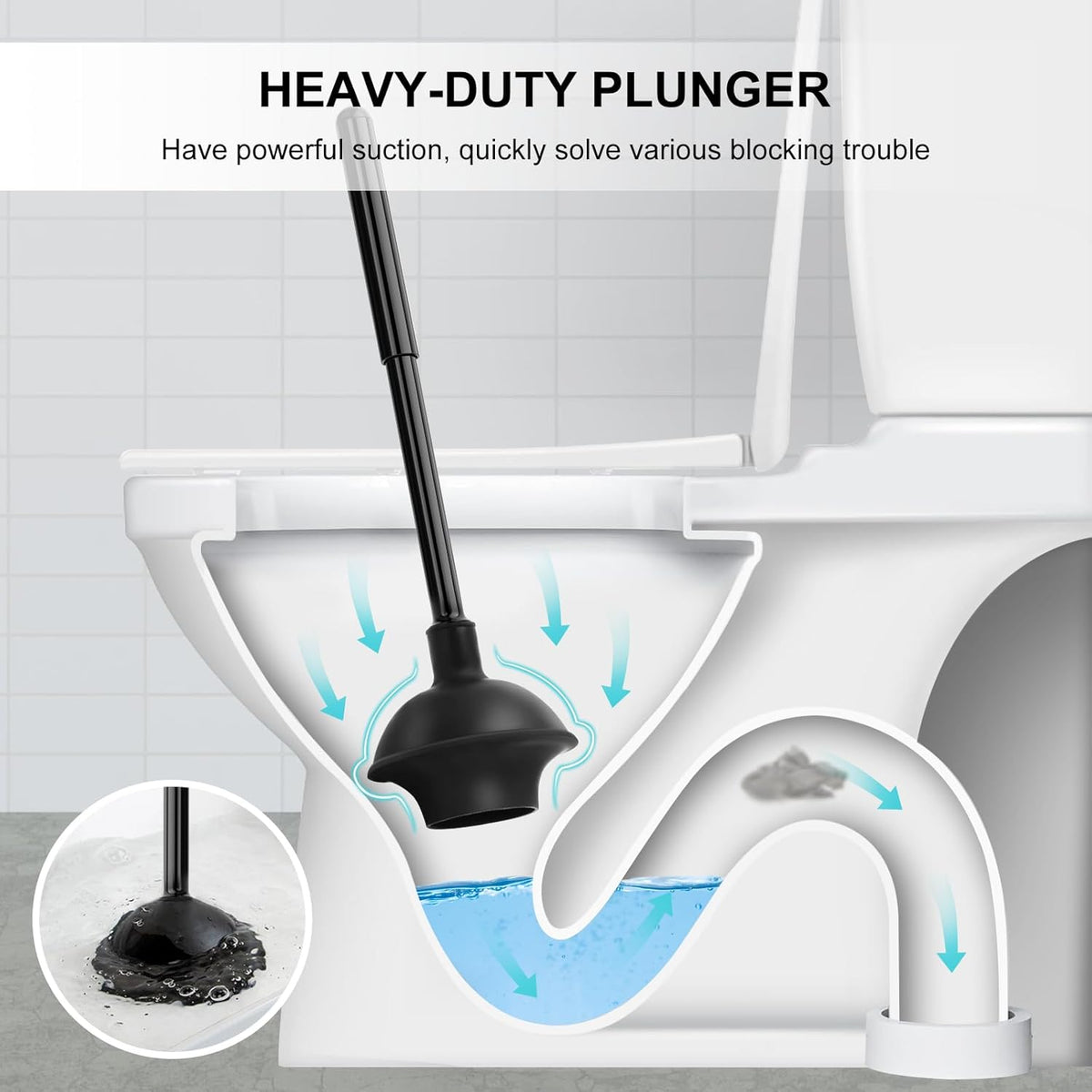 SetSail Toilet Brush and Plunger Set, Semi-Hidden Toilet Plungers Heavy Duty