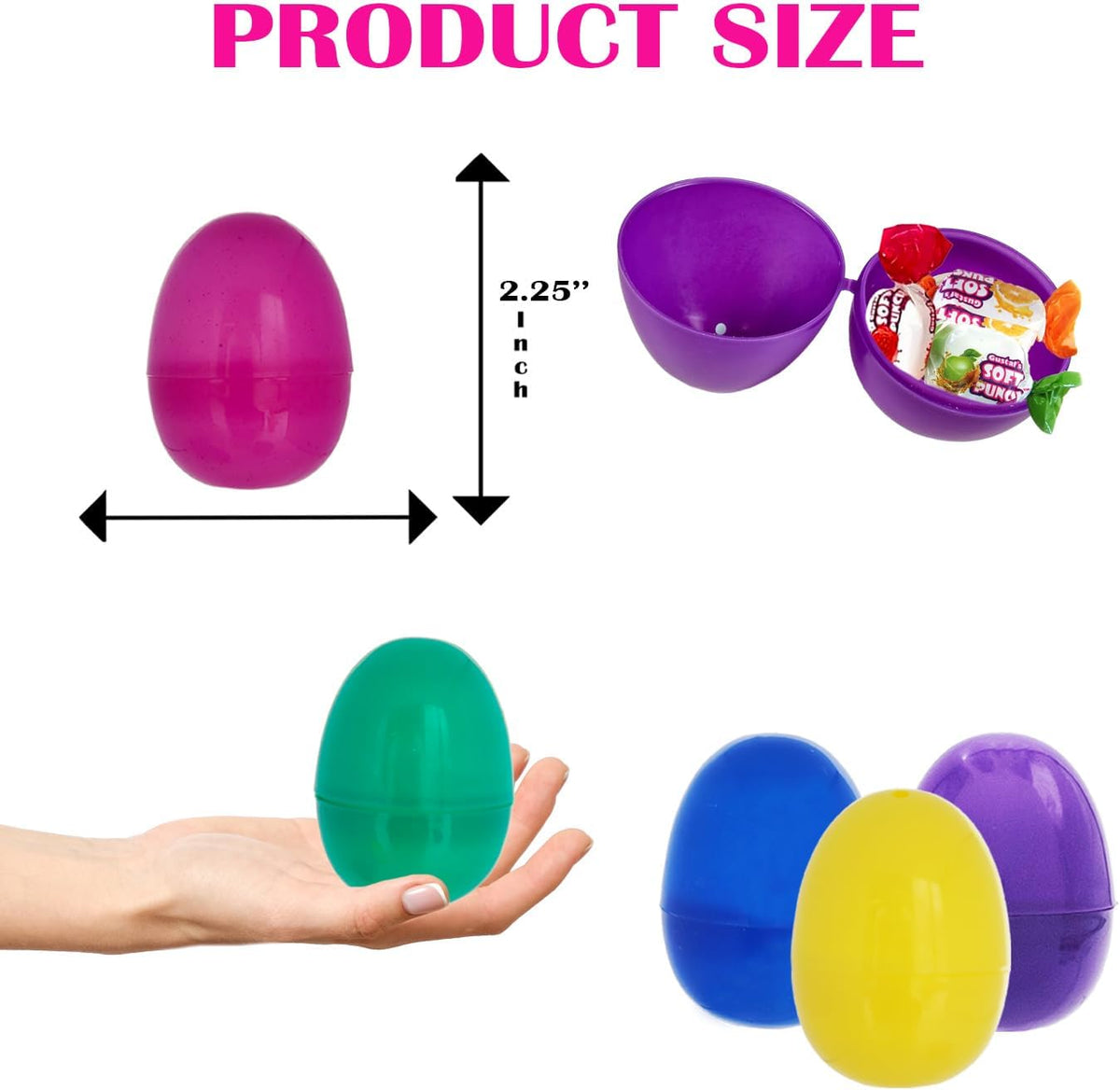 The Dreidel Company Fillable Easter Eggs 50-Pack with Hinge Bulk Colorful