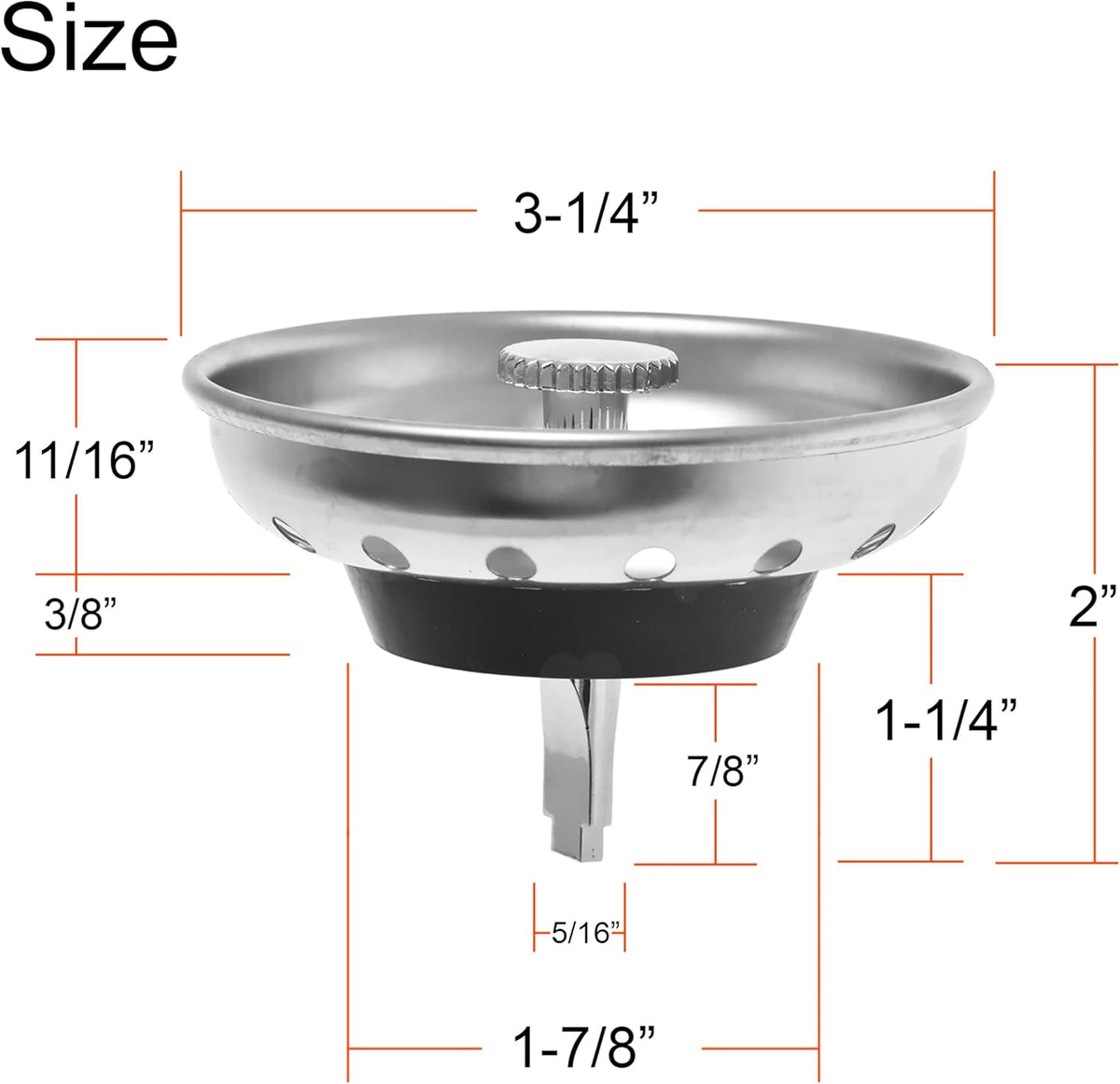2 Pack - Kitchen Sink Strainer and Stopper Combo Basket Replacement for