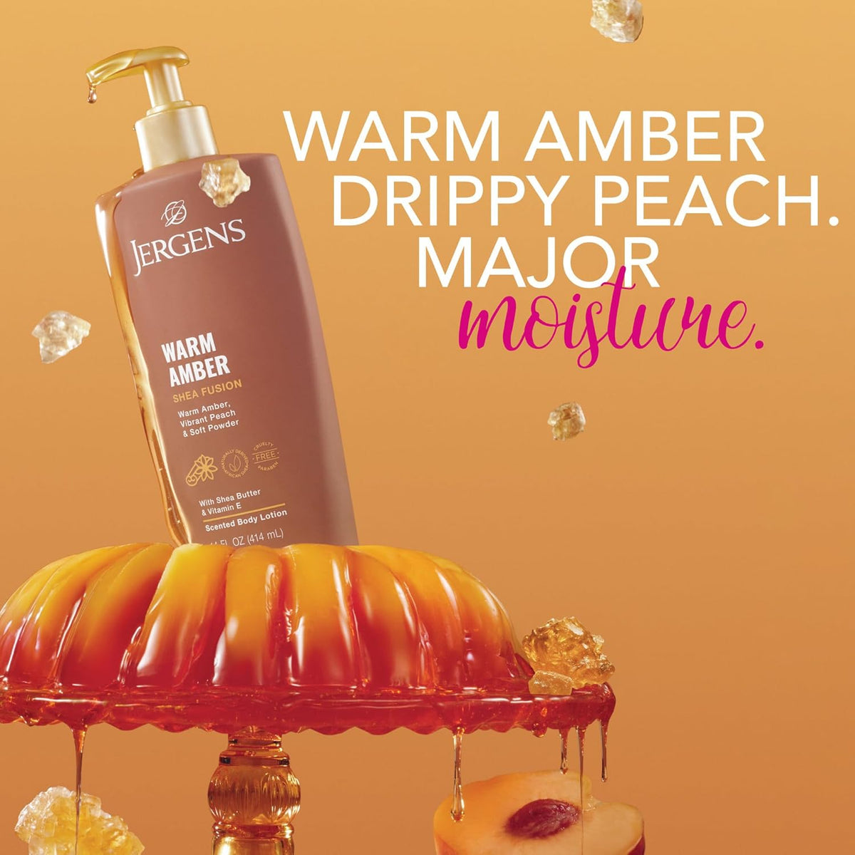 Jergens Shea Fusion Warm Amber Scented Lotion, Moisturizing Body Lotion with