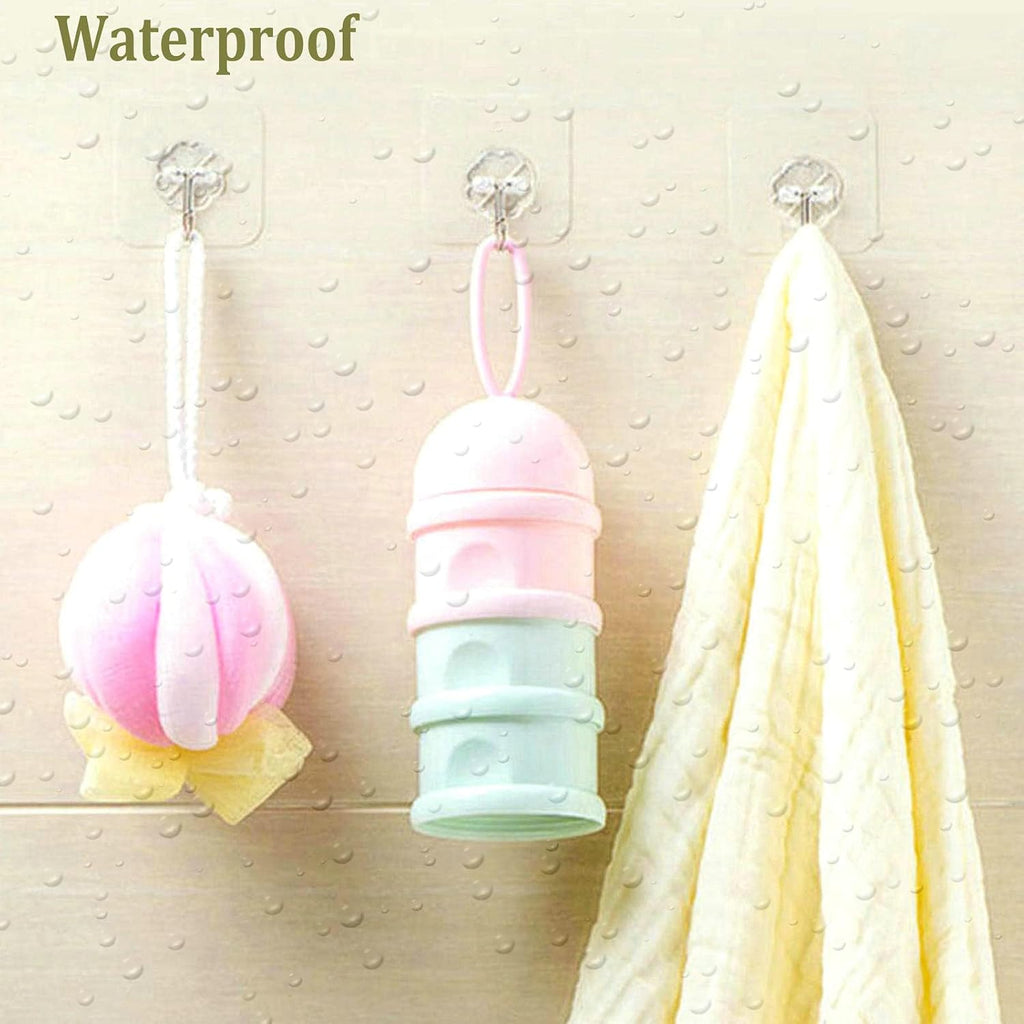 Jwxstore 24 Pack Self Adhesive Hooks Heavy Duty - 33lb Max, Transparent