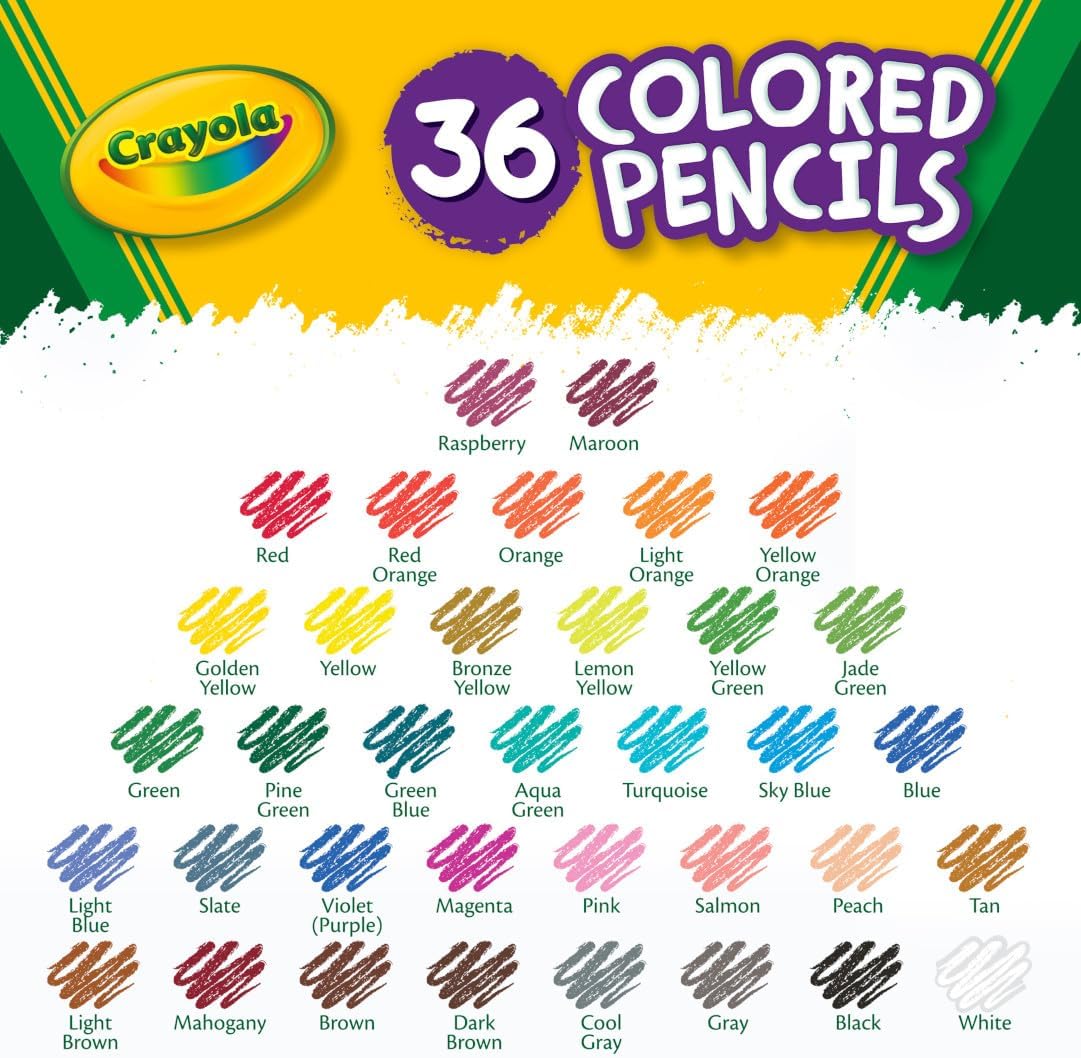 Crayola Colored Pencils (36ct), Kids Pencil Set, Pre-Sharpened Coloring Book