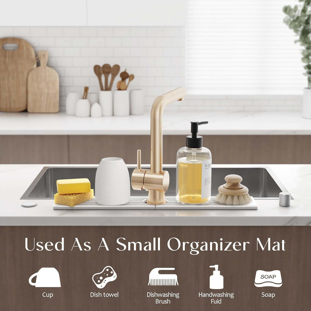 Eormoe Faucet Mat for Kitchen Sink ‰ÛÒ Diatomite Stone Drying Mat & Sink