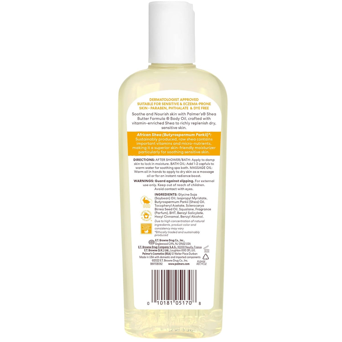 Palmer's Shea Formula Raw Shea Body Oil with Vitamin E, Deep Body Moisturizer