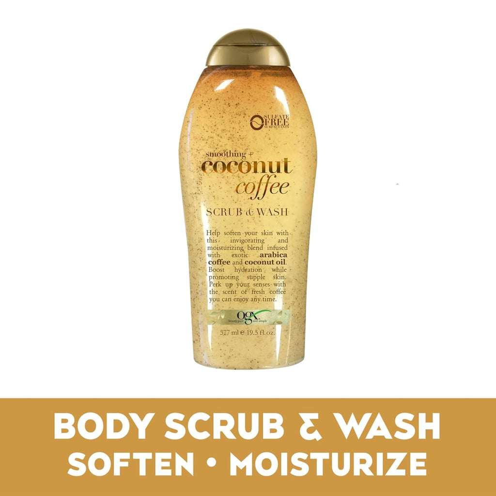 OGX Smoothing + Coconut Coffee Exfoliating Body Scrub with Arabica Coffee &
