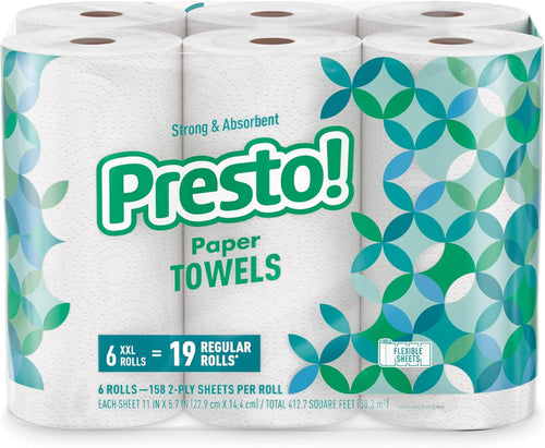 Amazon Brand - Presto! Ultra-Strong Premium Paper Towels, 158 Sheet Huge roll
