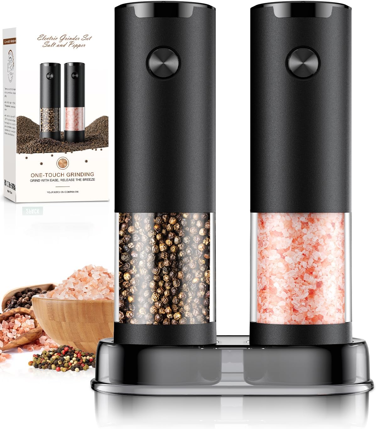Electric Salt and Pepper Grinder Set Automatic Battery Pepper Mill Shakers