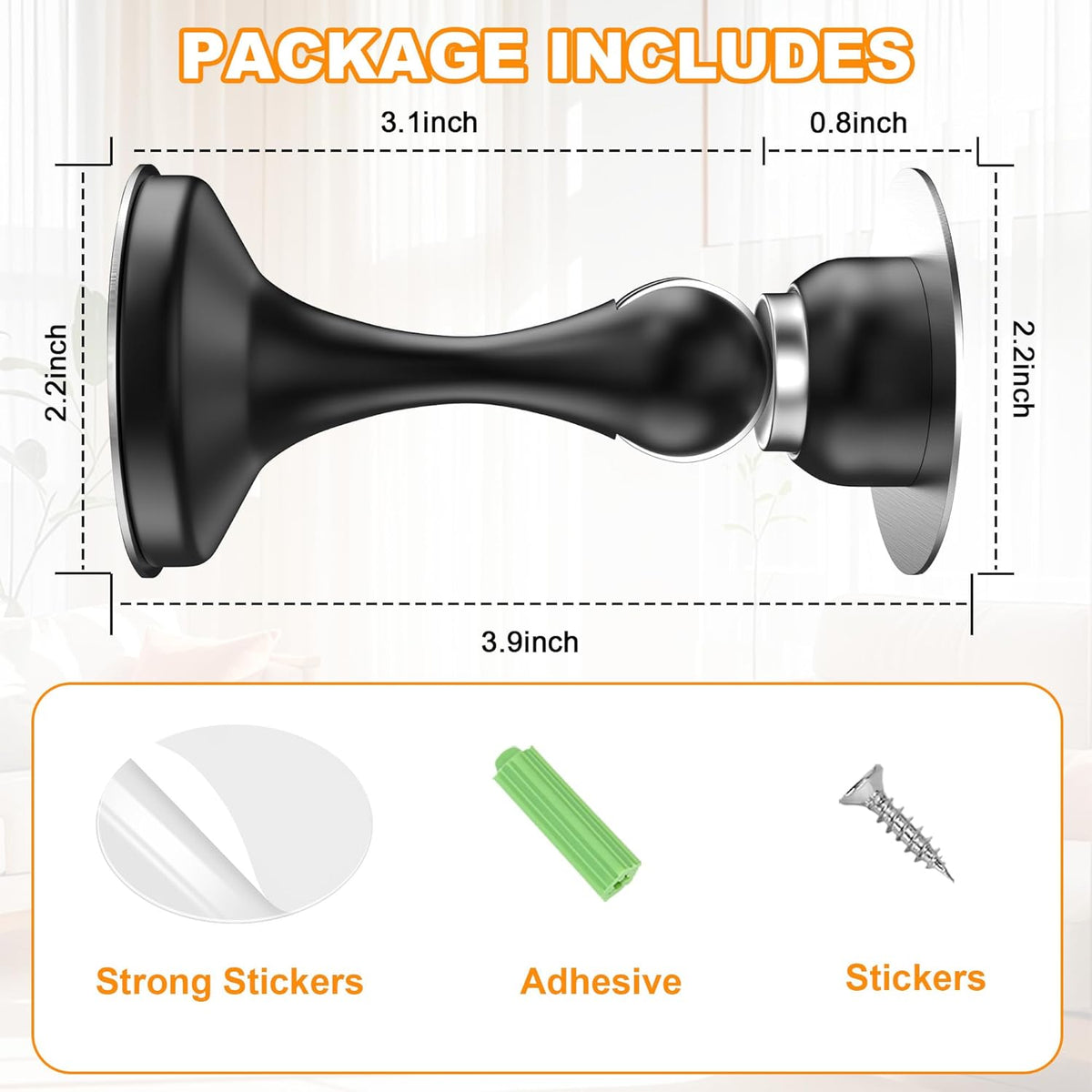 Crosize Magnetic Door Stoppers 2 Pack, Stainless Steel Door Stops