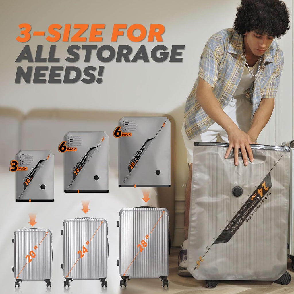 Vacbird Rechargeable Wireless Pump Travel Storage Bags Set - Portable Space