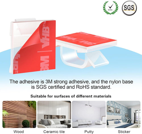 60 PCS XHF 5/8‰۝ Adhesive Cable Wire Clips Clear, Outdoor Christmas Light