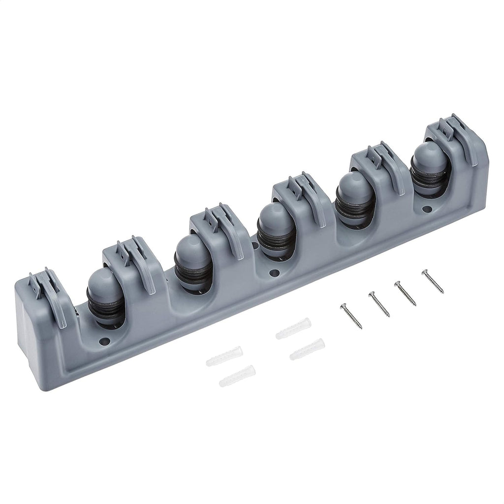 Amazon Basics Rectangular Heavy Duty Wall Mount Broom and Mop Holder, Sturdy