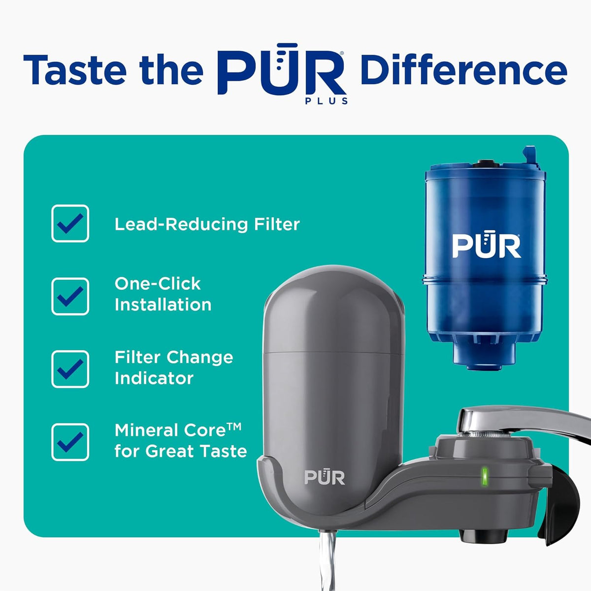 PUR Plus Vertical Faucet-Mount Water Filtration System, Lead-Reducing Filter