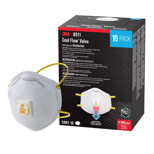 3M N95 Respirator 8511, Cool Flow Valve, 10 Pack, NIOSH-APPROVED, Advanced
