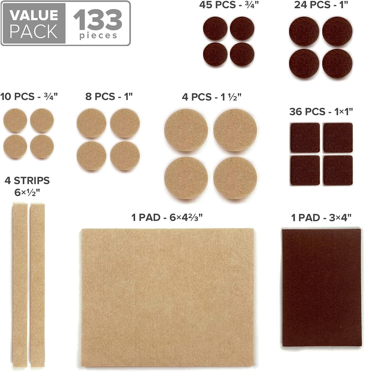 Felt Furniture Pads X-PROTECTOR 133 PCS Premium Furniture Pads - Felt Pads