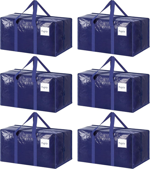 6 Pack Extra Heavy Duty Large Moving Bags with Strong Zipper & Comfortable