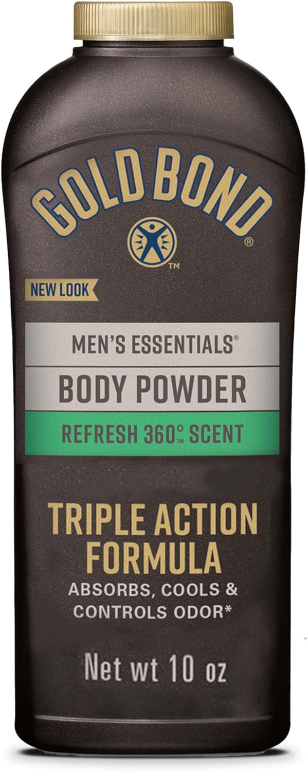 Gold Bond Men's Essentials Talc Free Body Powder, 10 oz., Refresh 360 Scent