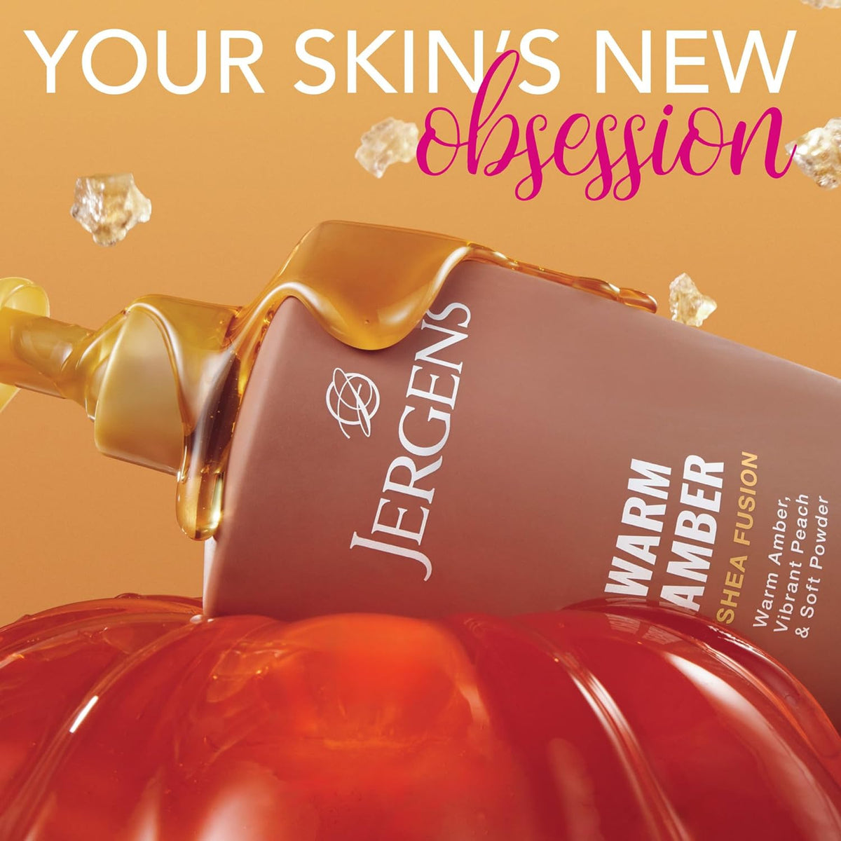Jergens Shea Fusion Warm Amber Scented Lotion, Moisturizing Body Lotion with