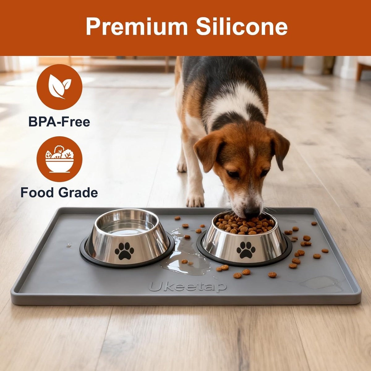 ukeetap Extra Thick Silicone Mat Waterproof with Raised Edge 19‰۝ x 12‰۝, BPA