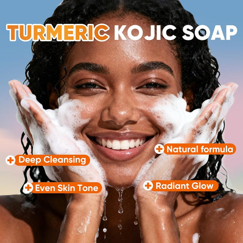 5 Pack Turmeric Kojic Acid Soap Bars(80g) - Infused with Retinol, Hydrolyzed