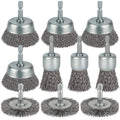 10 Pcs Wire Brush for Drill, Coarse Carbon Steel Crimping Wire Wheel Brush