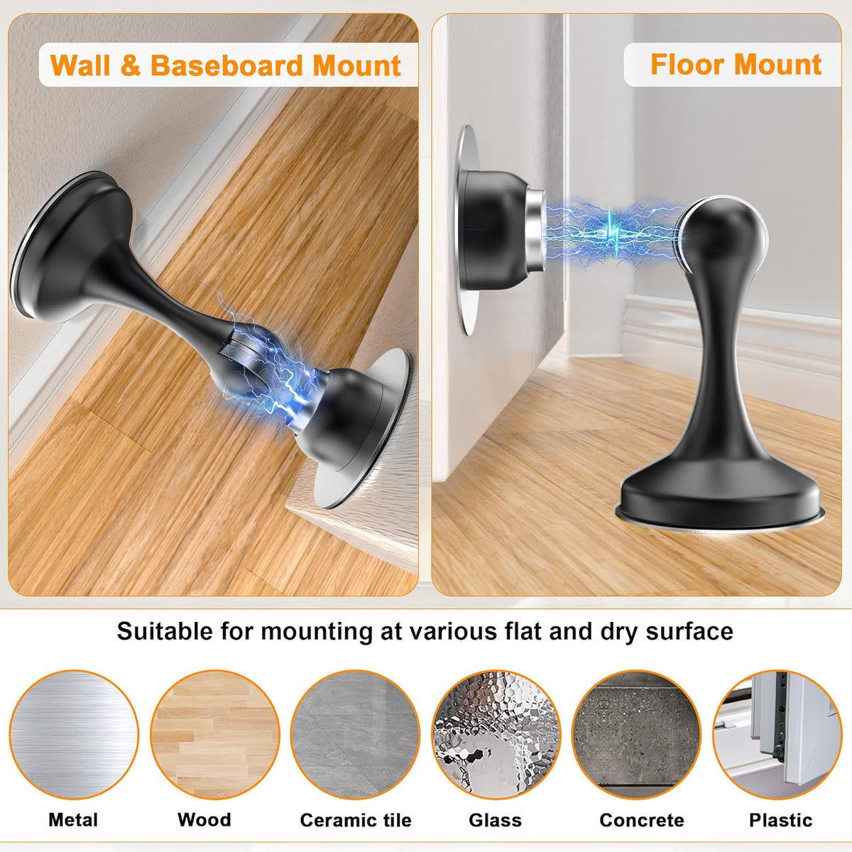 Crosize Magnetic Door Stoppers 2 Pack, Stainless Steel Door Stops