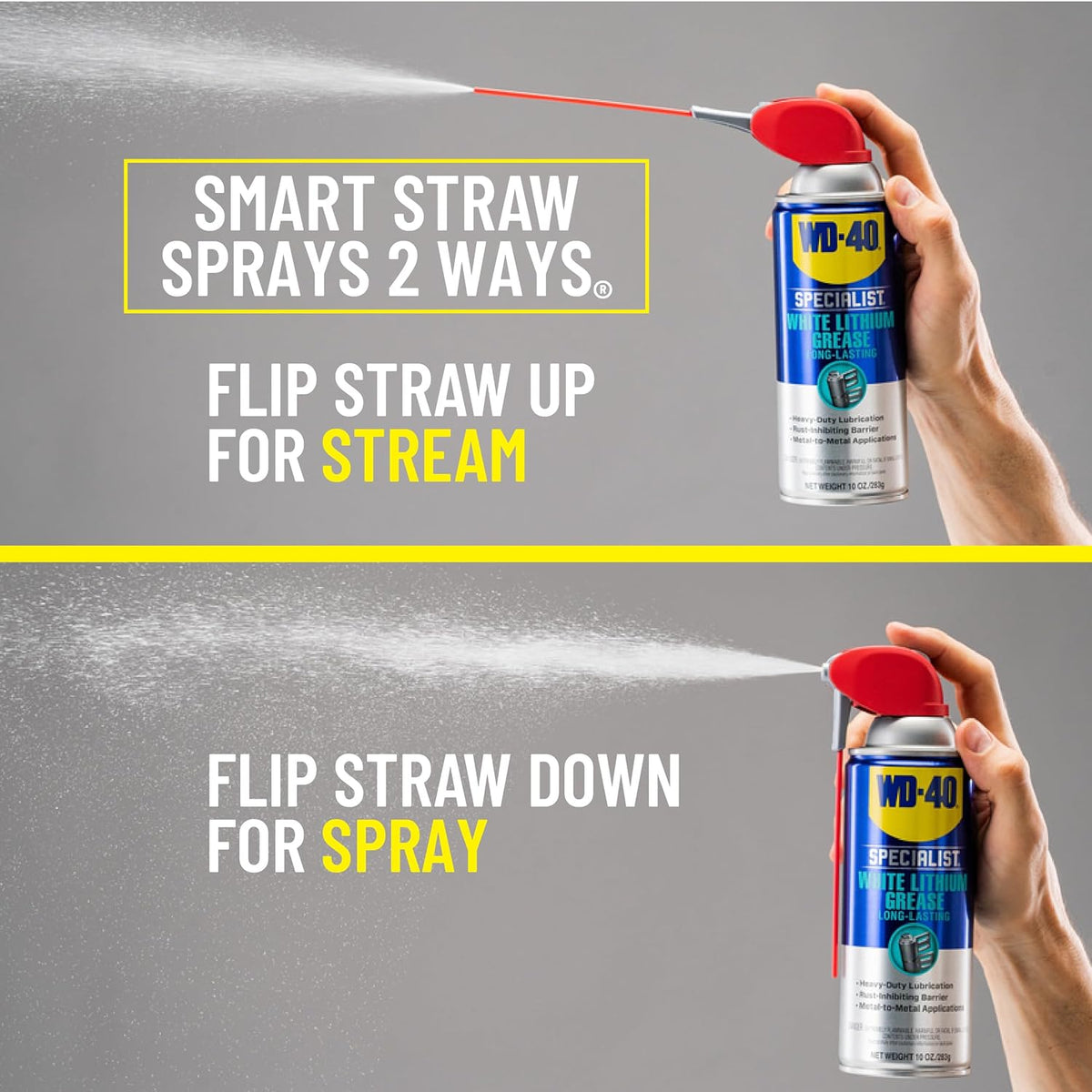 WD-40 Specialist White Lithium Grease Spray with SMART STRAW SPRAYS 2 WAYS