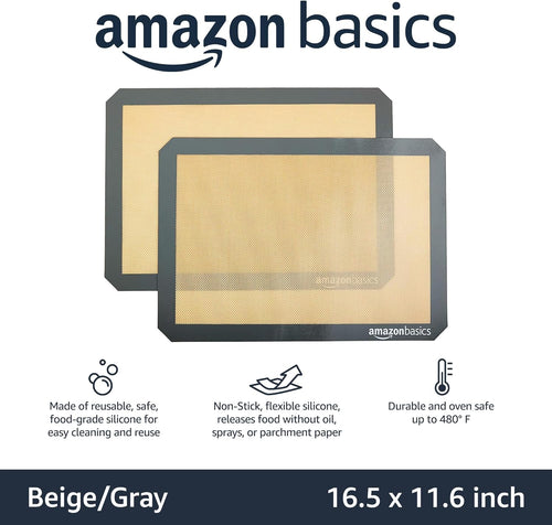 Amazon Basics Silicone Rectangular Baking Mat, Non-Stick, Reusable