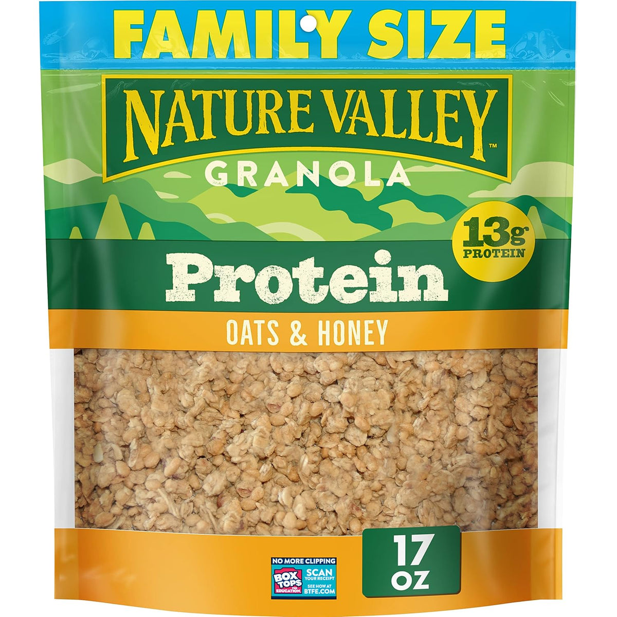 Nature Valley Protein Granola, Oats and Honey Granola, Resealable Snack