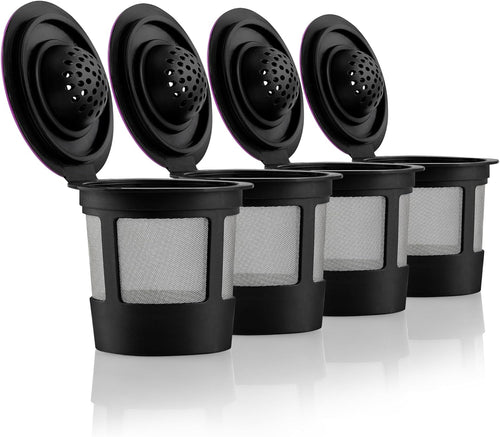 4 Black Reusable K Cups for Keurig Coffee Makers - Compatible with Keurig