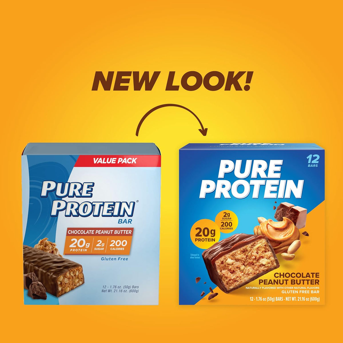 Pure Protein Chocolate Peanut Butter Protein Bars ‰ÛÒ 20g Protein, 3g Sugar