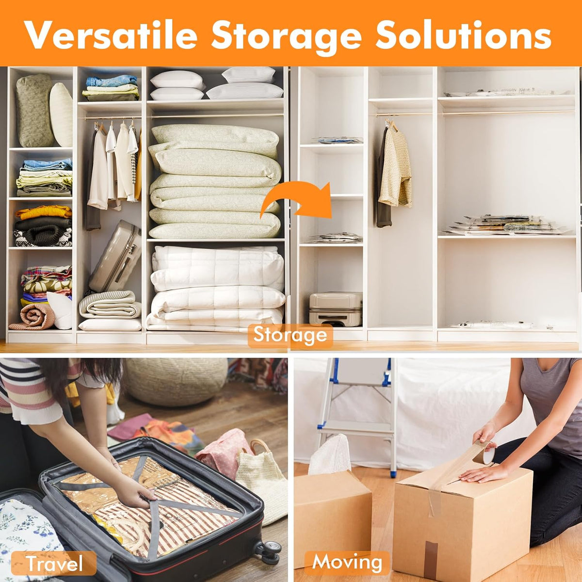 GONGSHI Vacuum Storage Bags, Space Saver Seal Bags For Clothing, Travel