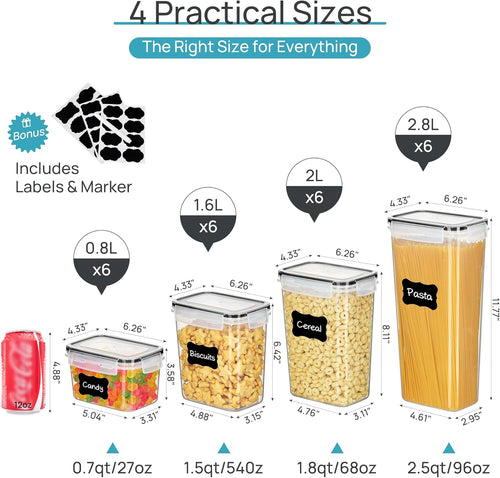Airtight Food Storage Containers with Lids, Vtopmart 24 pcs Plastic Kitchen
