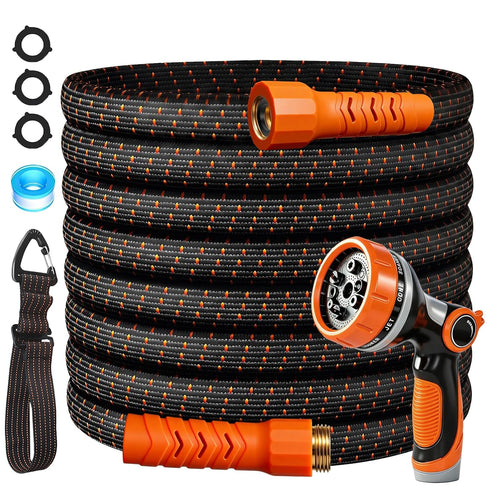 50FT Flexible Garden Hose & 10Modes Nozzle,Lightweight Water