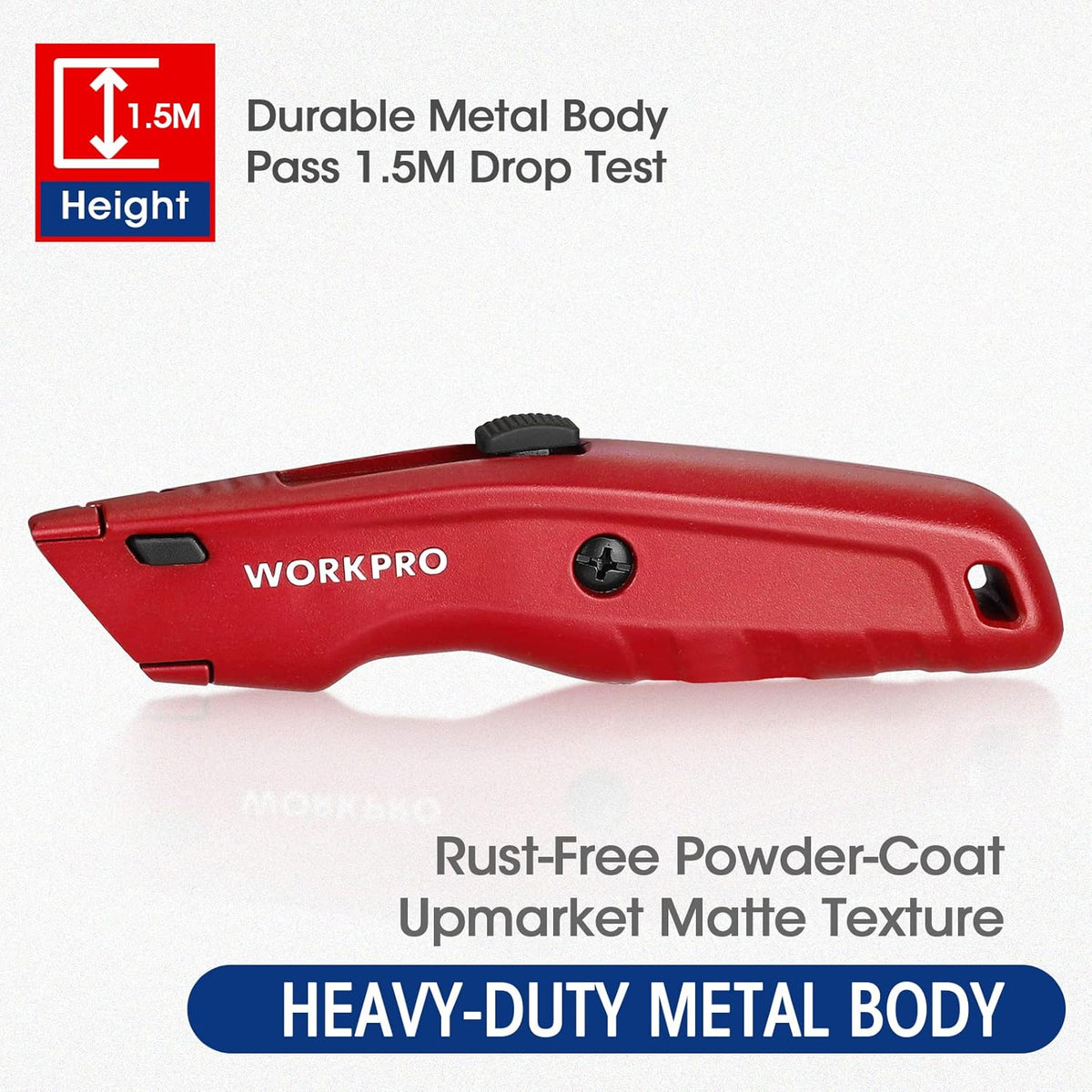 WORKPRO Premium Utility Knife, Retractable All Metal Heavy Duty Box Cutter
