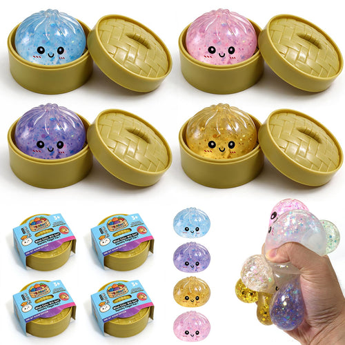 4PCS Dumpling Squeeze Toys, Squishy Mystery Box, Relief for Desk Decor,Cute