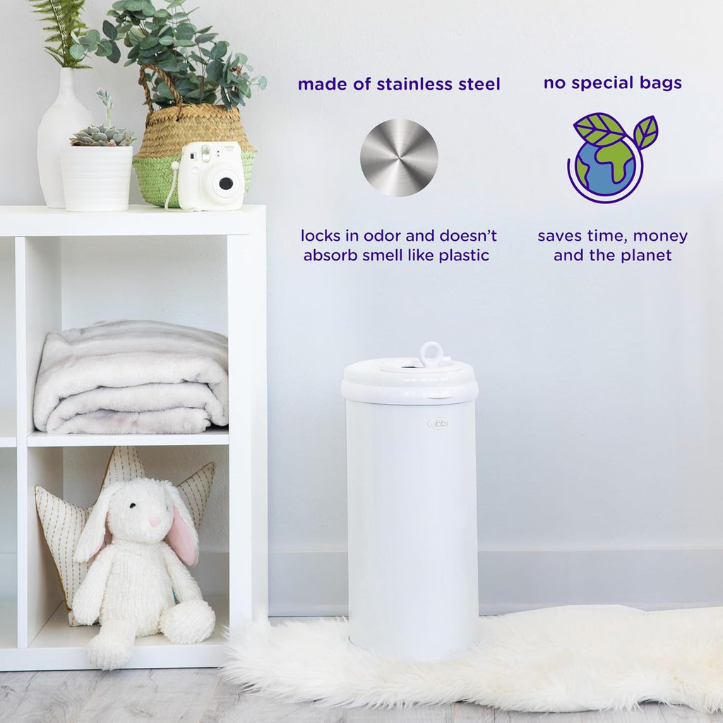 Ubbi Steel Diaper Pail, Odor Locking, No Special Bag Required, Award-Winning