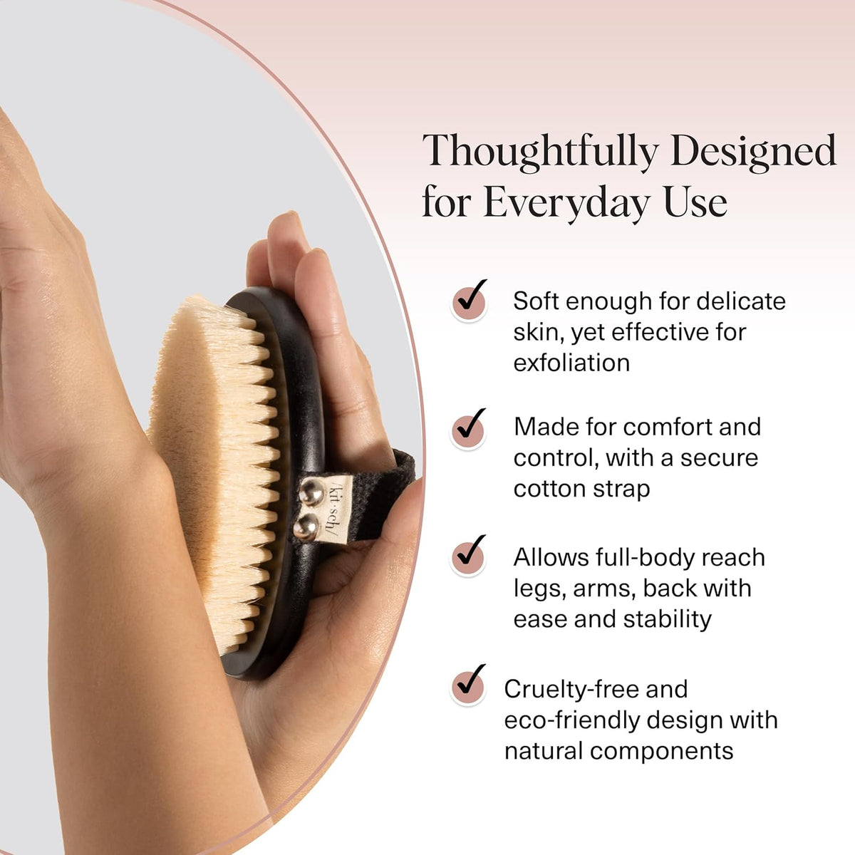Kitsch Dry Brushing Body Brush for Lymphatic Drainage- Soft Bristles Shower
