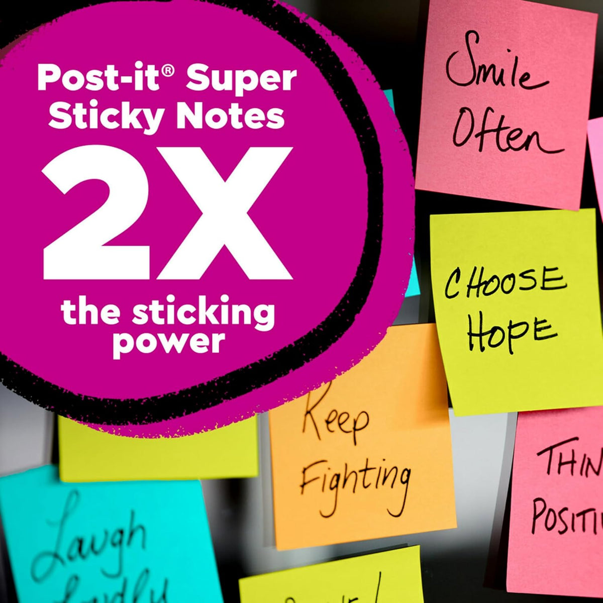 Post-it Super Sticky Notes, 24 Sticky Note Pads, 3 x 3 in., School Supplies