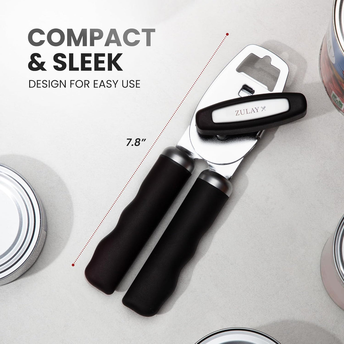 Zulay Kitchen Heavy Duty Stainless Steel Can Opener Manual with Bottle Opener