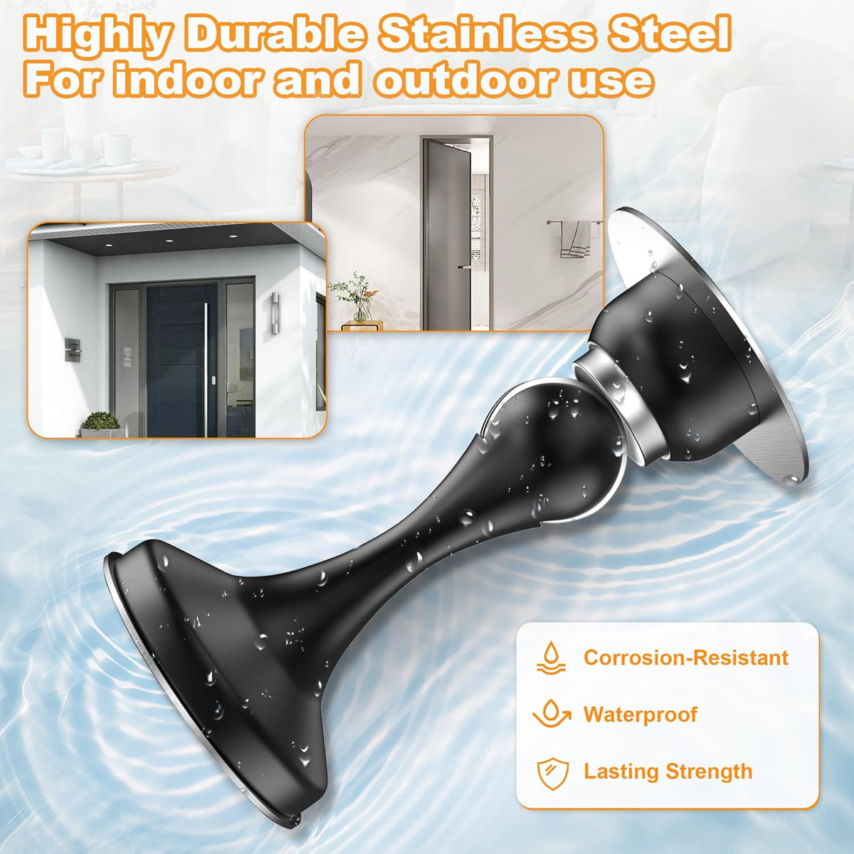 Crosize Magnetic Door Stoppers 2 Pack, Stainless Steel Door Stops