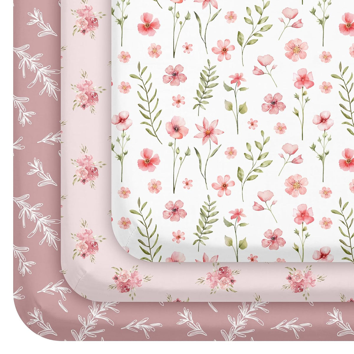 Pack and Play Mattress Sheets Fitted, 3 Pack Mini Crib Sheets