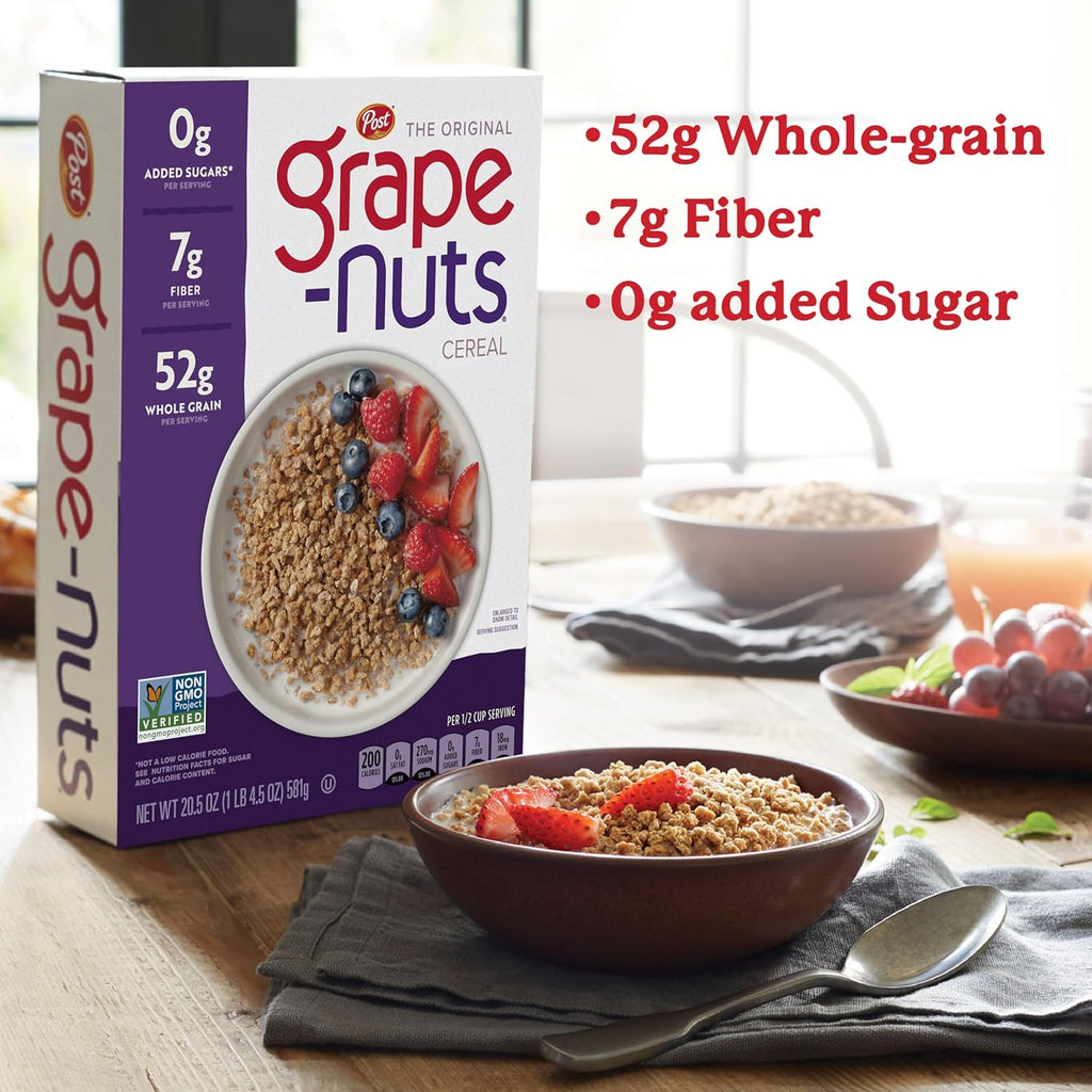 Grape-Nuts Original Cereal, Crunchy Whole Grain Wheat and Barley, Non-GMO