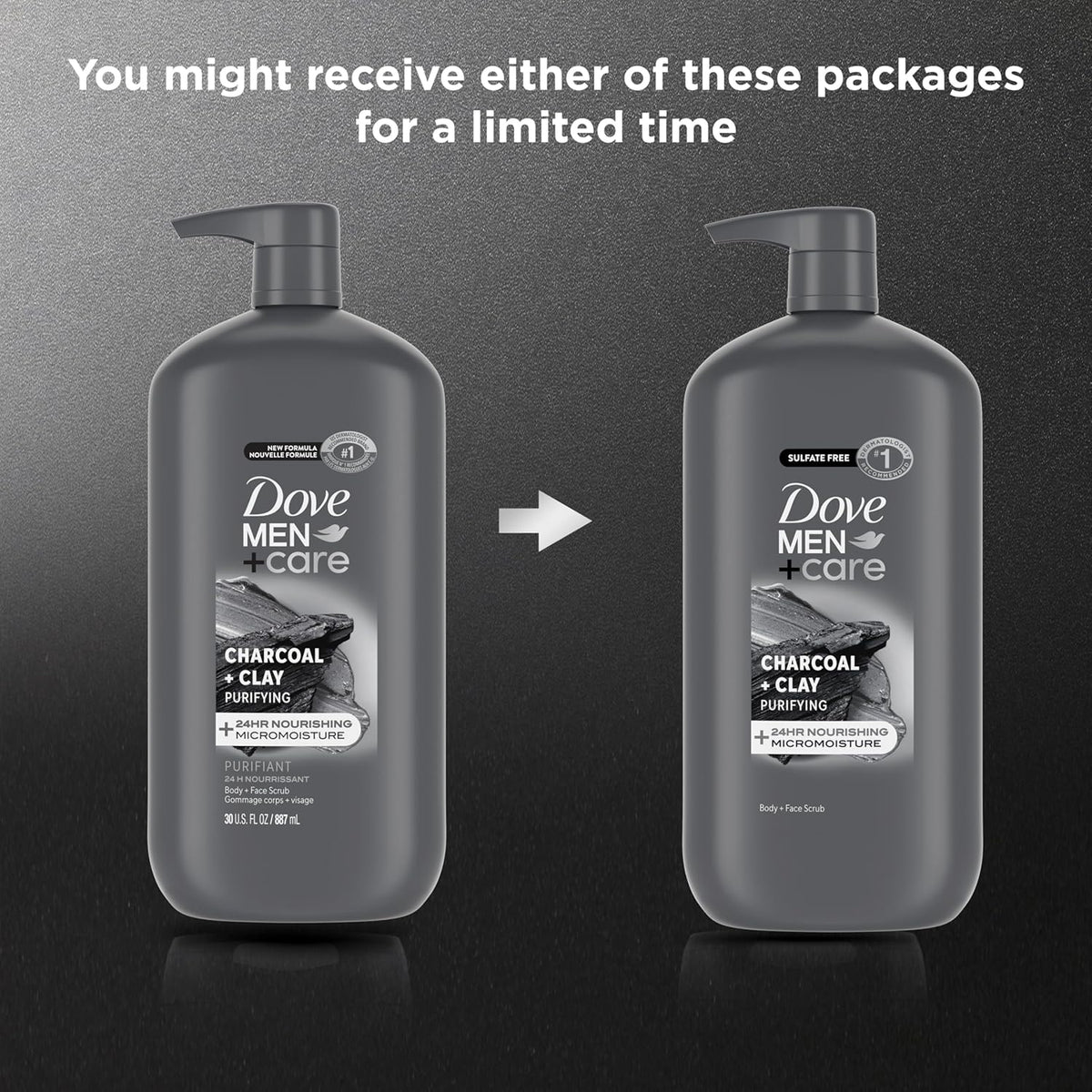 DOVE MEN + CARE Body and Face Scrub Charcoal + Clay Body Wash for Men with